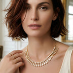 9.63 Carat 14K Gold Aira Emerald Cascade Necklace