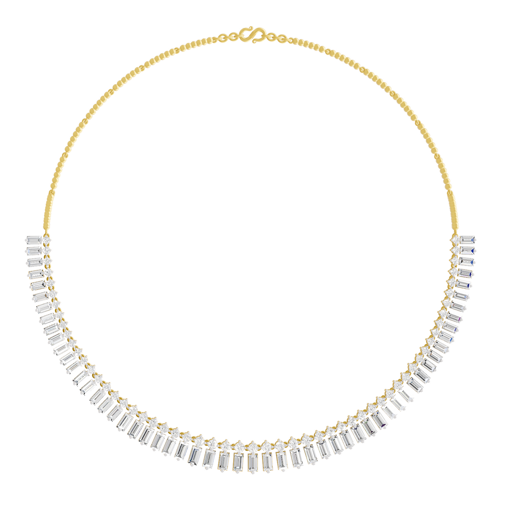 15.47 Carat 14K Gold Regal Baguette Bloom Necklace