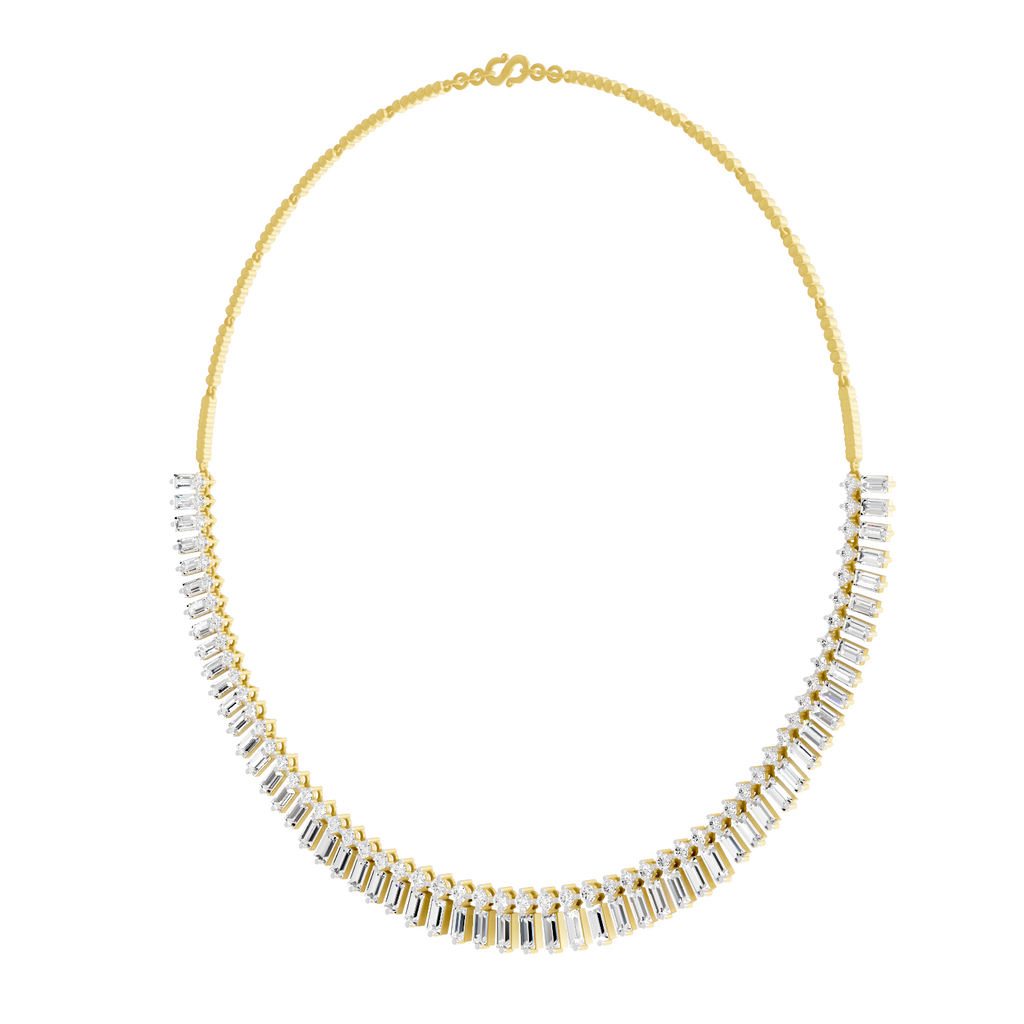15.47 Carat 14K Gold Regal Baguette Bloom Necklace