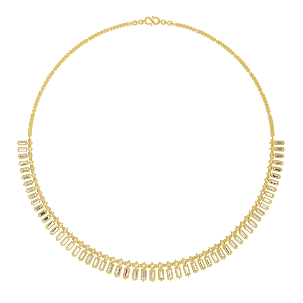 15.47 Carat 14K Gold Regal Baguette Bloom Necklace