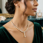 Lab Grown Diamond 28.92 Carat Princess-Cut Diamond Linear Necklace 14KY