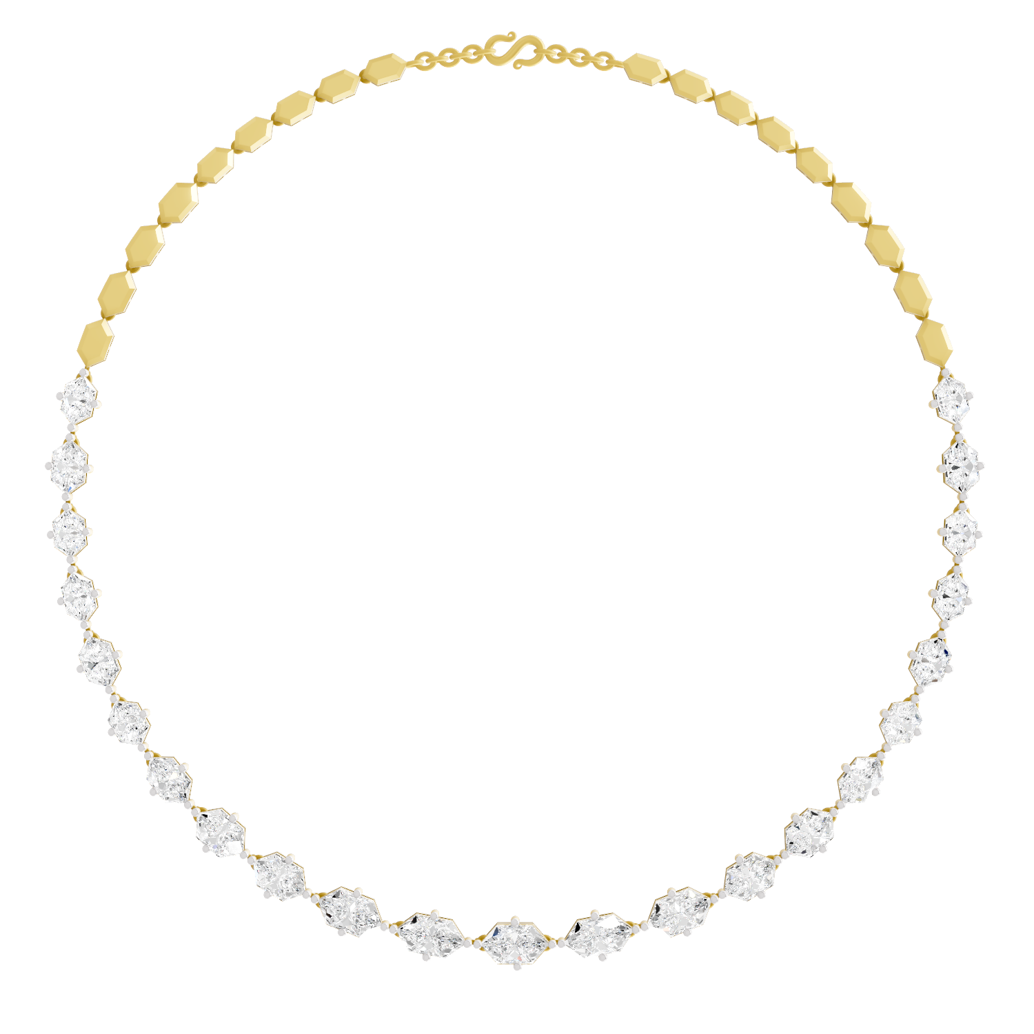 18.46 Carat 14K Gold Aura Bloom Hexa Necklace