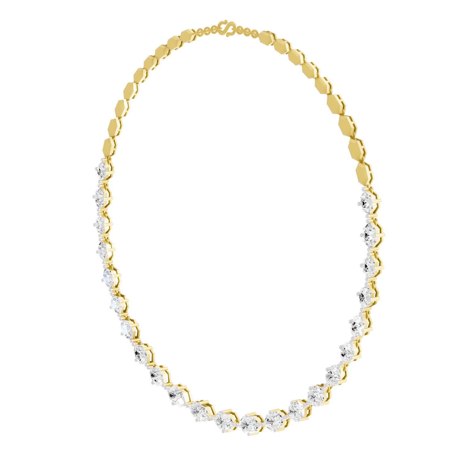 18.46 Carat 14K Gold Aura Bloom Hexa Necklace
