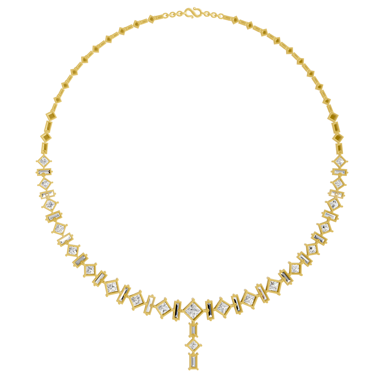 Lab Grown Diamond 28.31 Carat Princess-Cut Diamond Linear Necklace 14KY