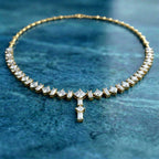 Lab Grown Diamond 28.31 Carat Princess-Cut Diamond Linear Necklace 14KY