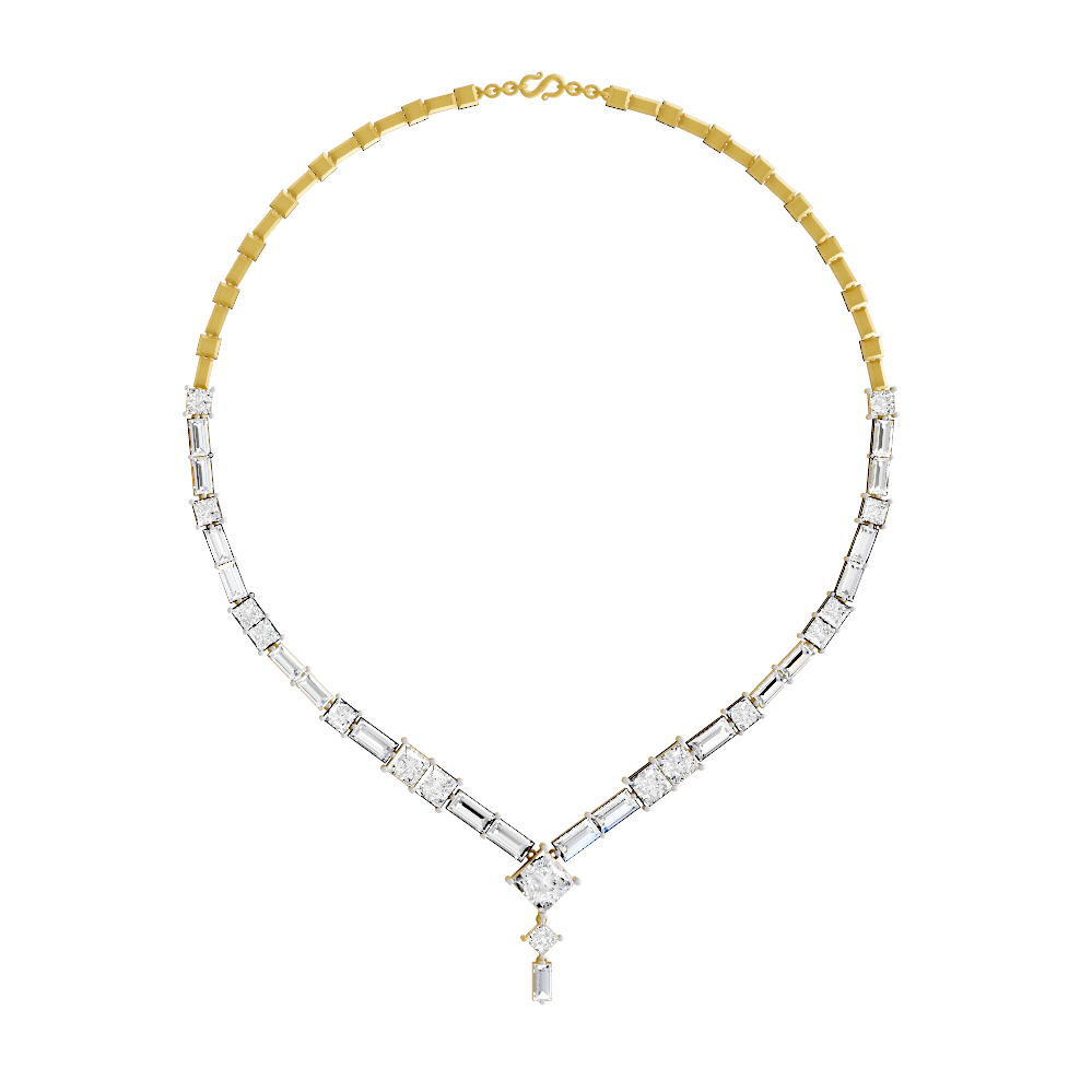 26.13 Carat 14K Gold Elegant V-Shape Necklace