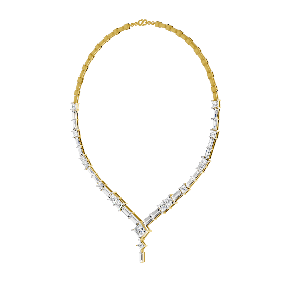 26.13 Carat 14K Gold Elegant V-Shape Necklace