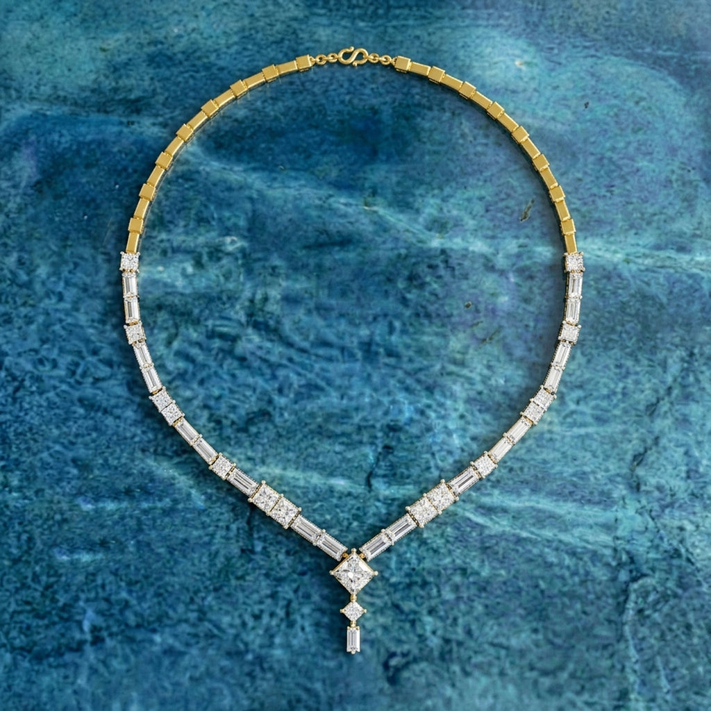 26.13 Carat 14K Gold Elegant V-Shape Necklace
