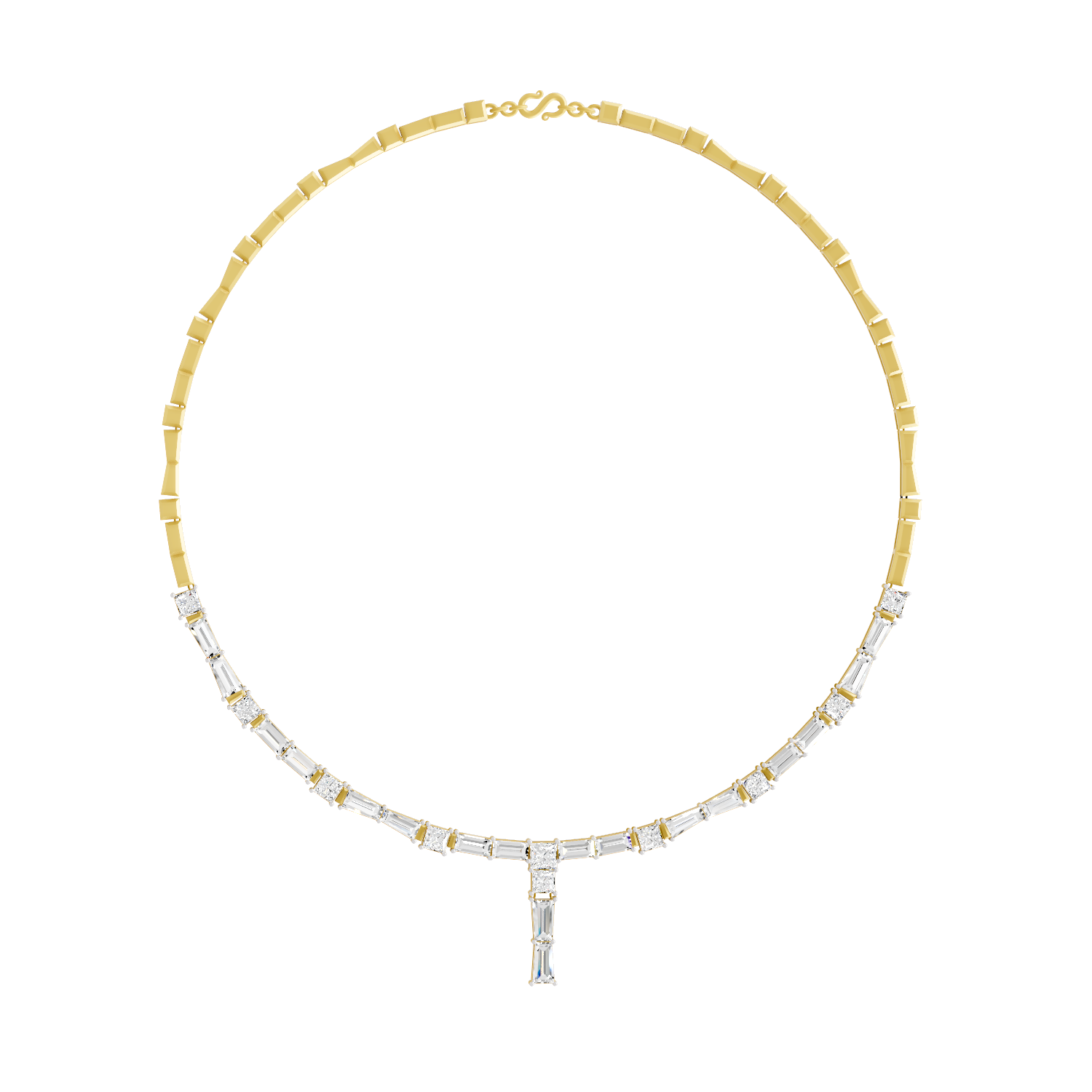 12.02 Carat 14K Gold Bagutte Necklace