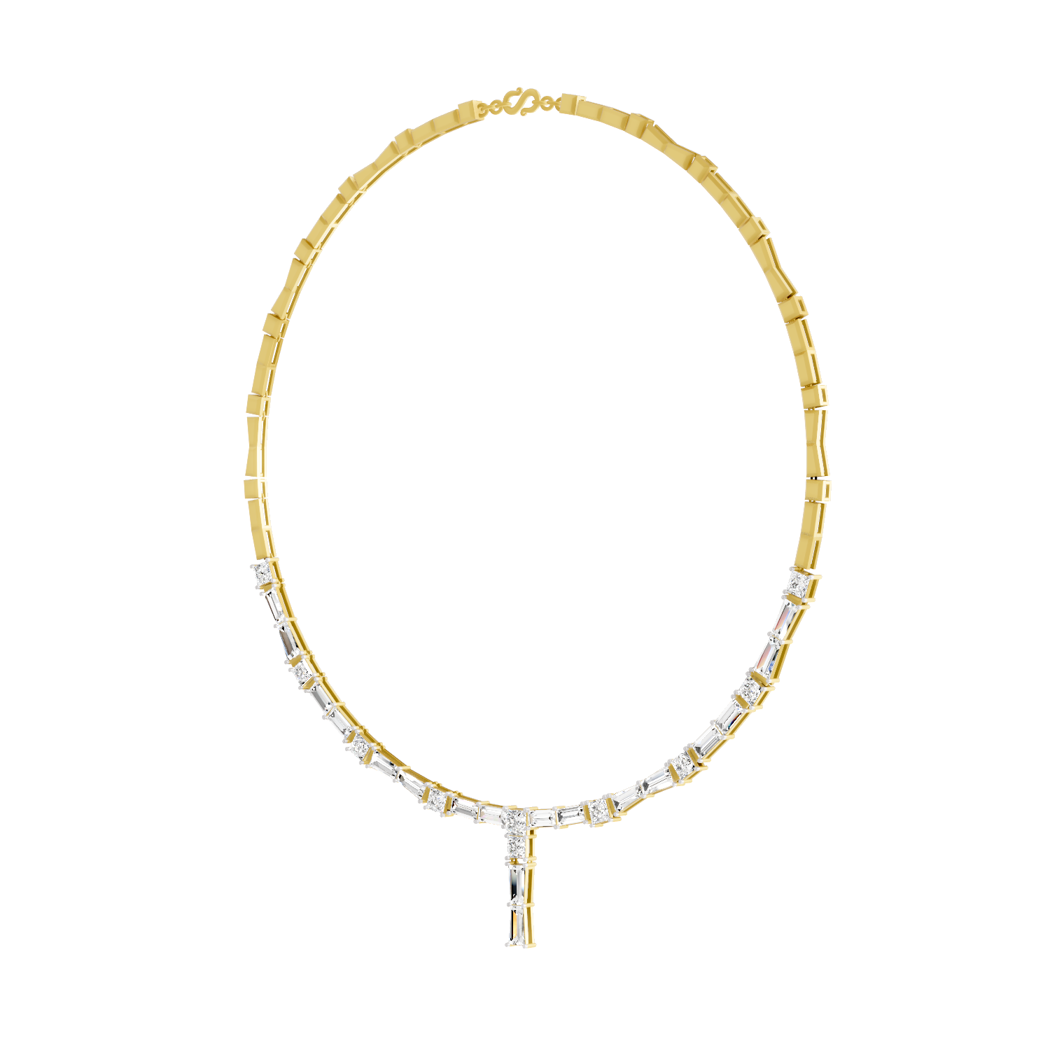 12.02 Carat 14K Gold Bagutte Necklace