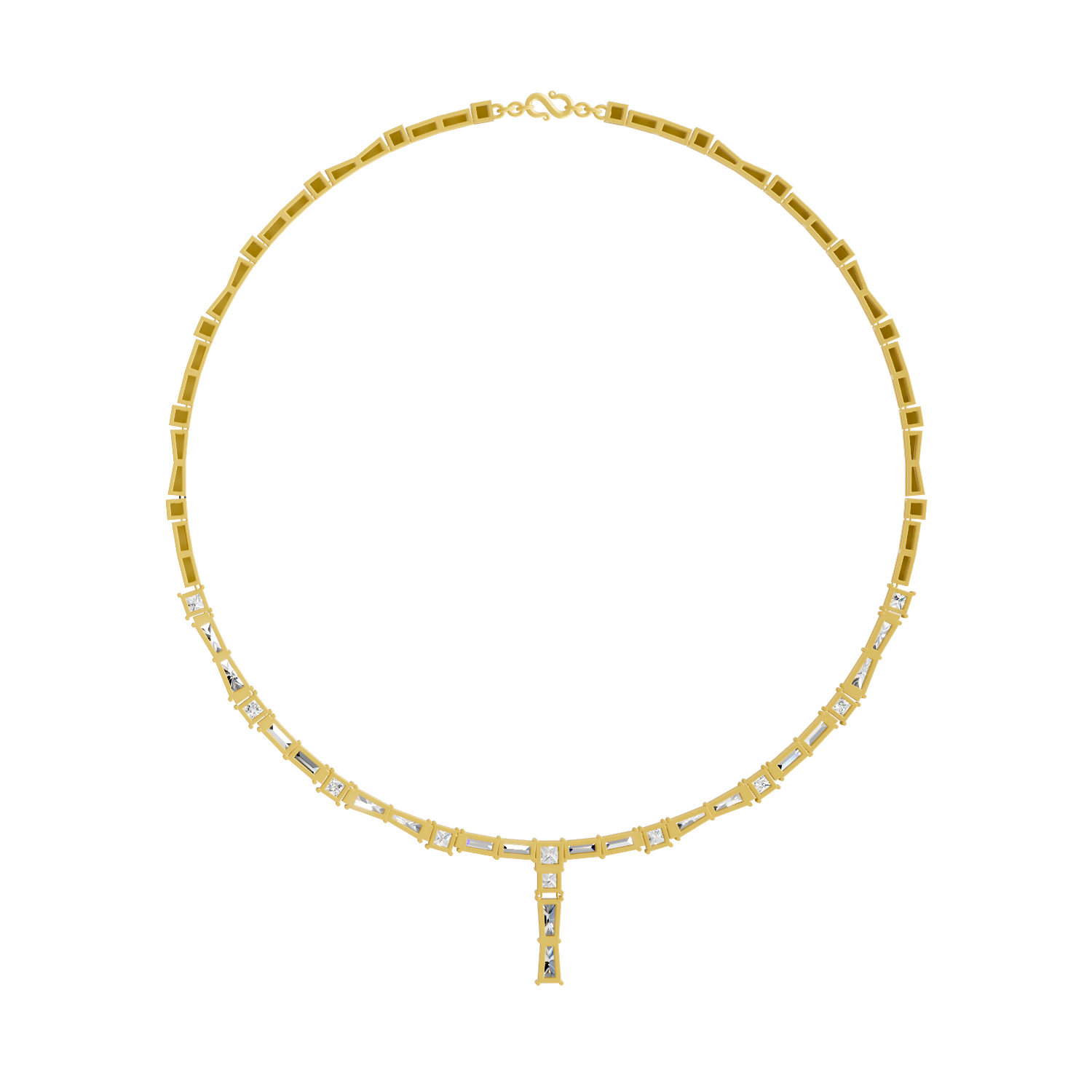 12.02 Carat 14K Gold Bagutte Necklace