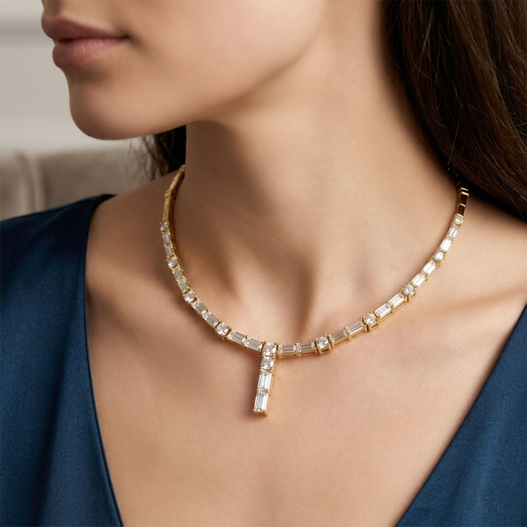 12.02 Carat 14K Gold Bagutte Necklace
