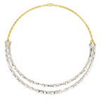 26.41 Carat 14K Gold Elegant Multi-Row Baguette Necklace