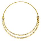 26.41 Carat 14K Gold Elegant Multi-Row Baguette Necklace