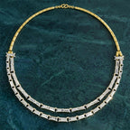 26.41 Carat 14K Gold Elegant Multi-Row Baguette Necklace