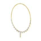 15.6 Carat 14K Gold Emerald Rhythm Line Drop Necklace