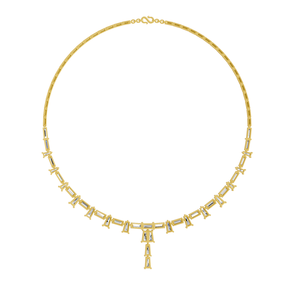 15.6 Carat 14K Gold Emerald Rhythm Line Drop Necklace
