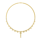 15.6 Carat 14K Gold Emerald Rhythm Line Drop Necklace