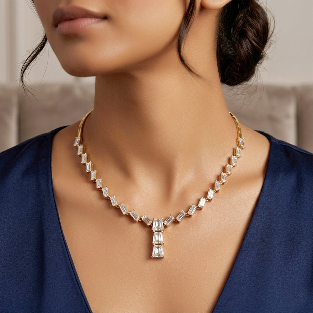 16.82 Carat 14K Gold Line Drop Necklace