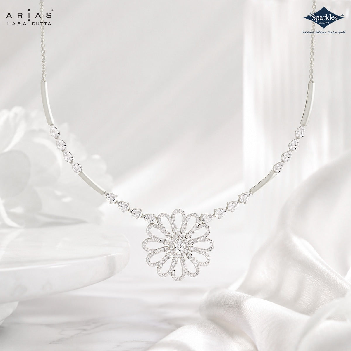 Sparkles Arias by Lara Dutta Daisy Blossom Diamond Necklace