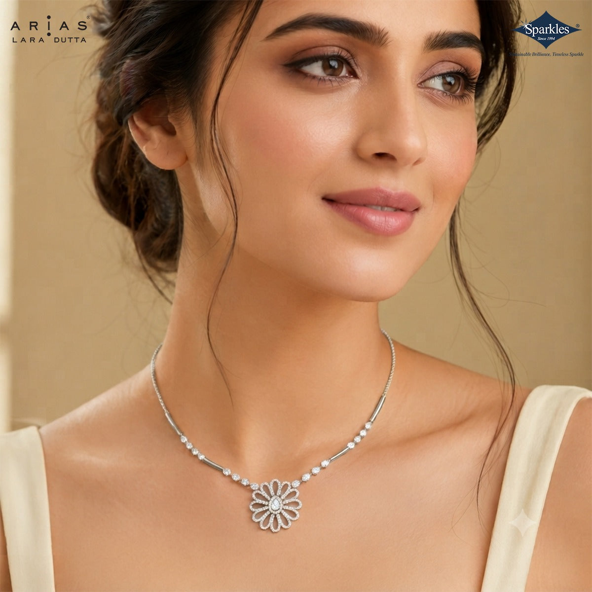 Sparkles Arias by Lara Dutta Daisy Blossom Diamond Necklace