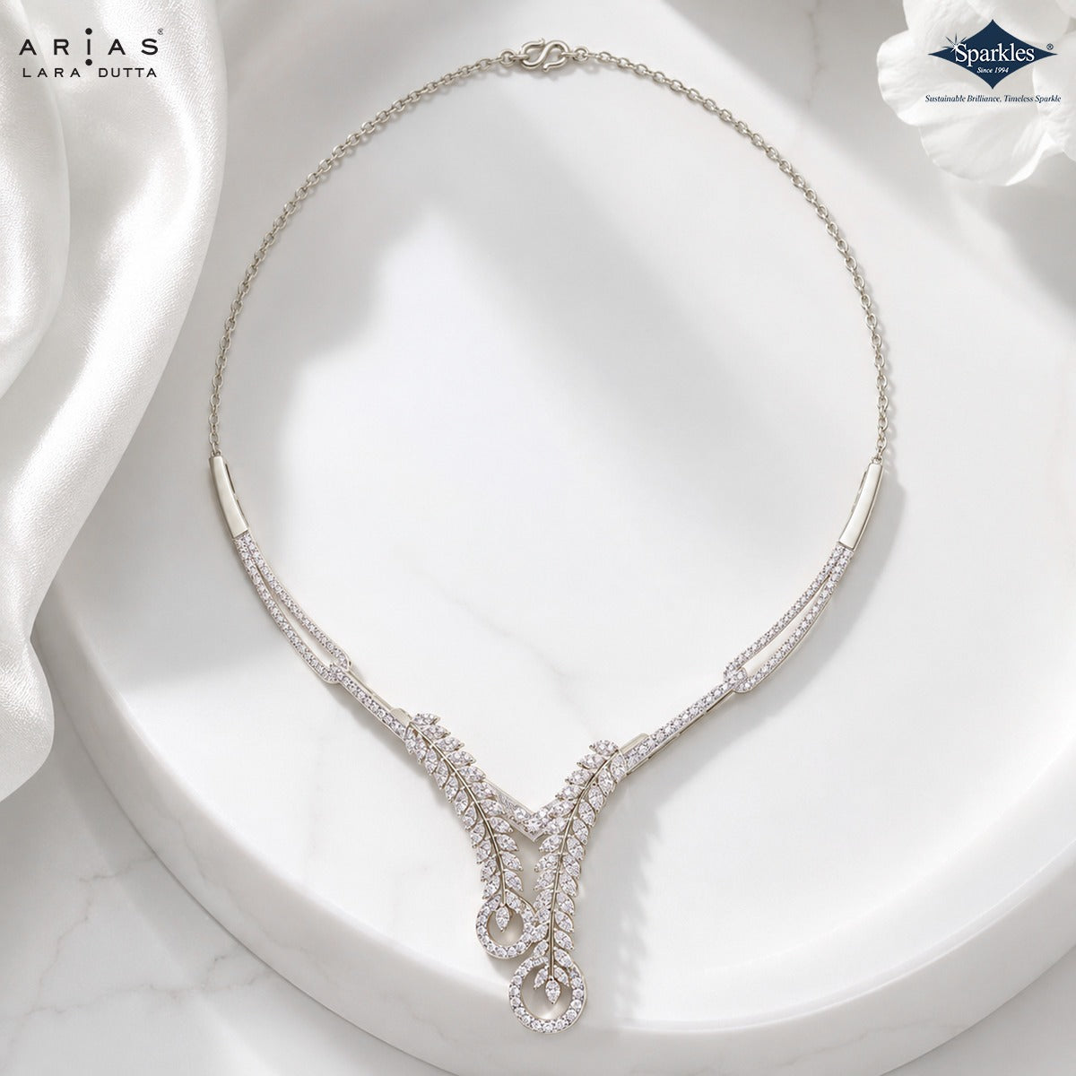 Sparkles Arias by Lara Dutta Swirling Ribbon Diamond Necklace