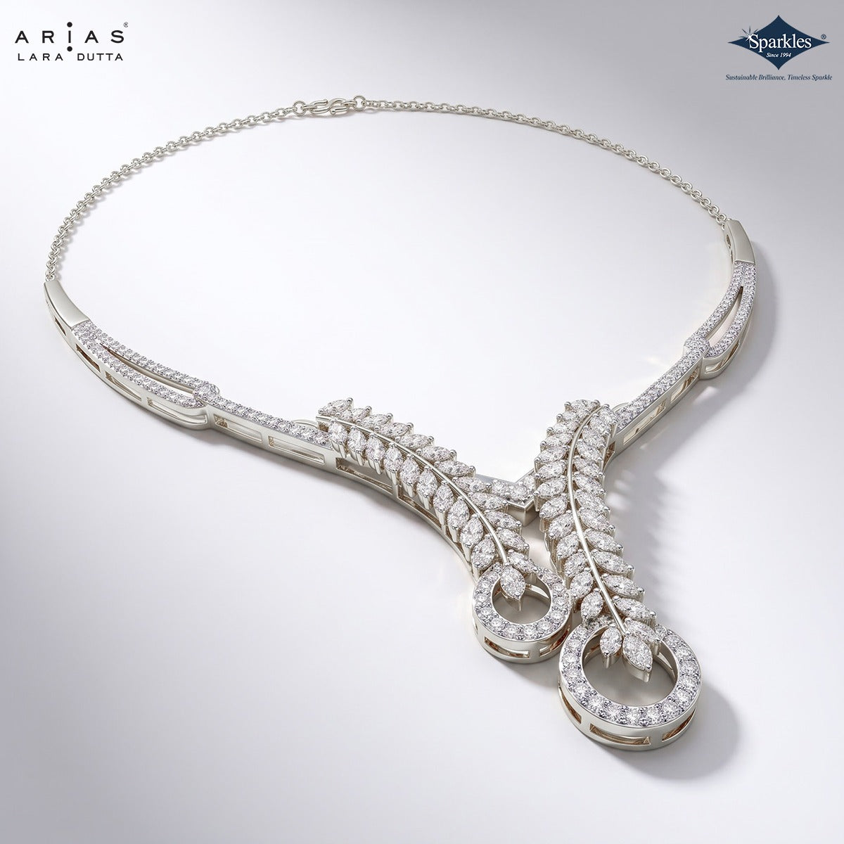 Sparkles Arias by Lara Dutta Swirling Ribbon Diamond Necklace
