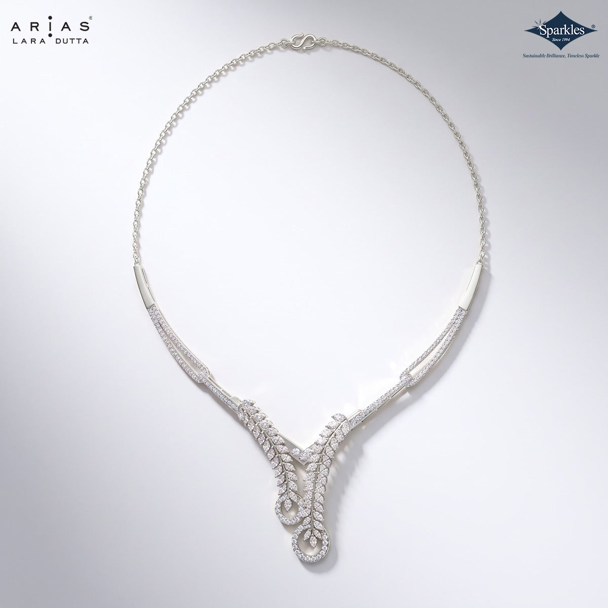 Sparkles Arias by Lara Dutta Swirling Ribbon Diamond Necklace