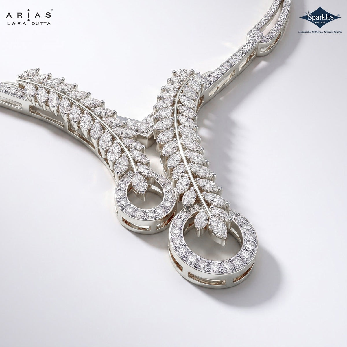 Sparkles Arias by Lara Dutta Swirling Ribbon Diamond Necklace