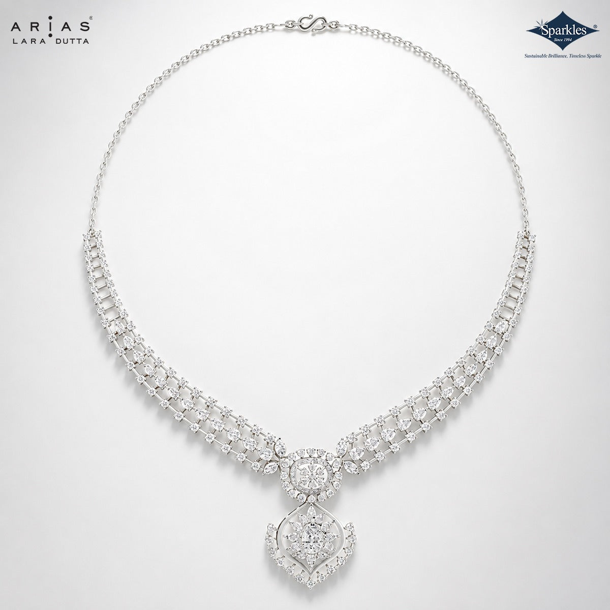 Sparkles Arias by Lara Dutta Regal Lacework Diamond Necklace Set