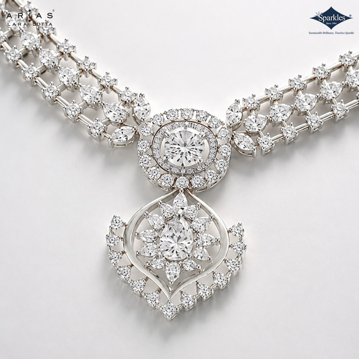 Sparkles Arias by Lara Dutta Regal Lacework Diamond Necklace Set