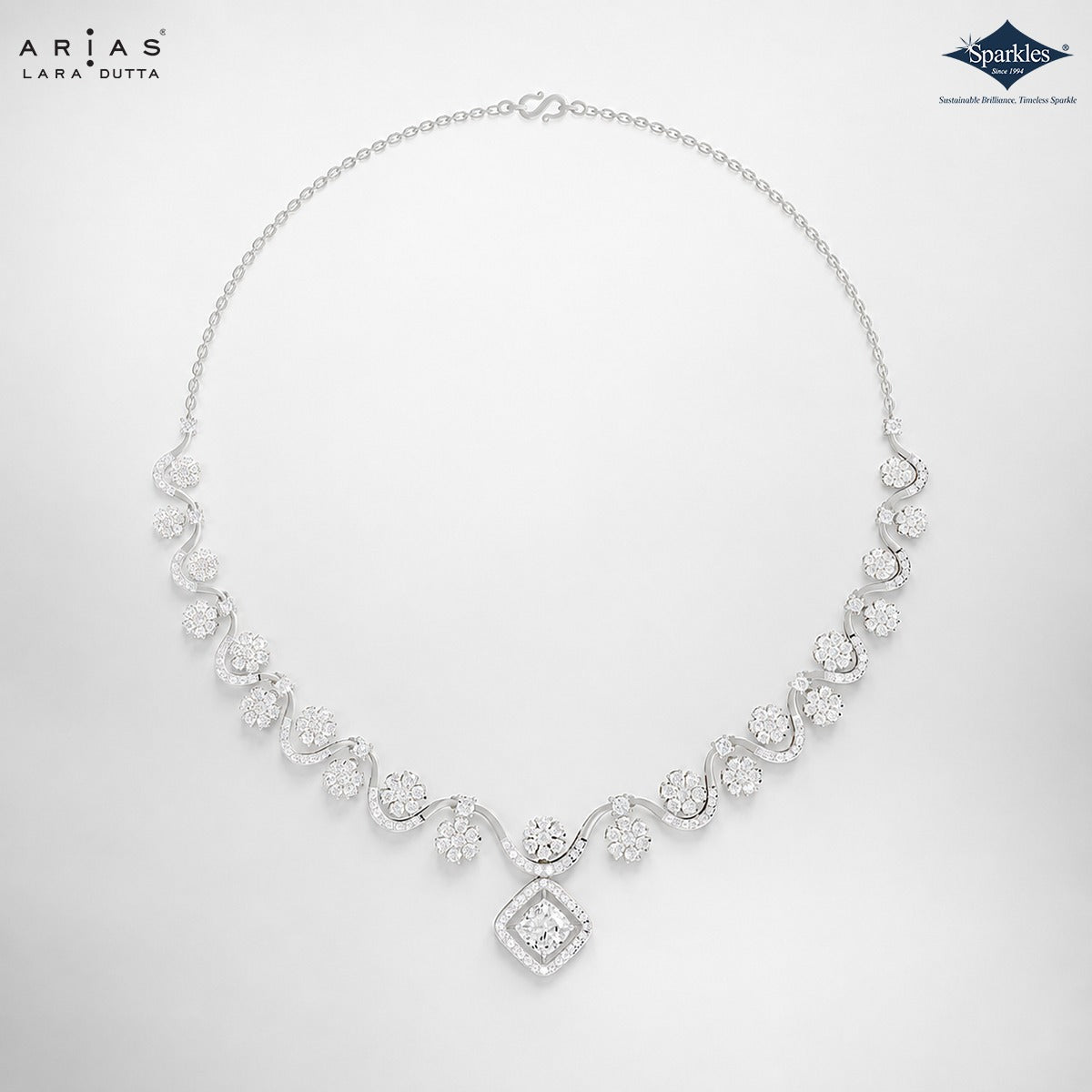 Sparkles Arias by Lara Dutta Swirling Blossom Diamond Necklace Set