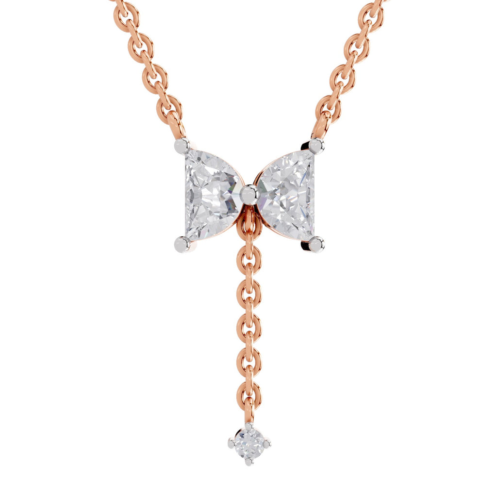 0.76 Carat Halfmoon Shape Celeste Drop Diamond Pendant Necklace 14K - Rose Gold