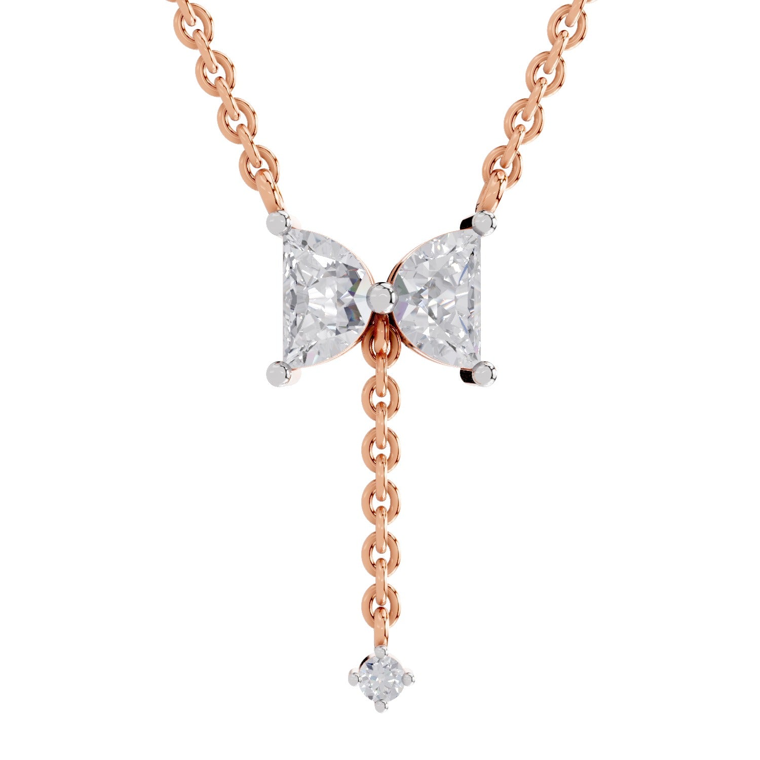 0.76 Carat Halfmoon Shape Celeste Drop Diamond Pendant Necklace 14K - Rose Gold