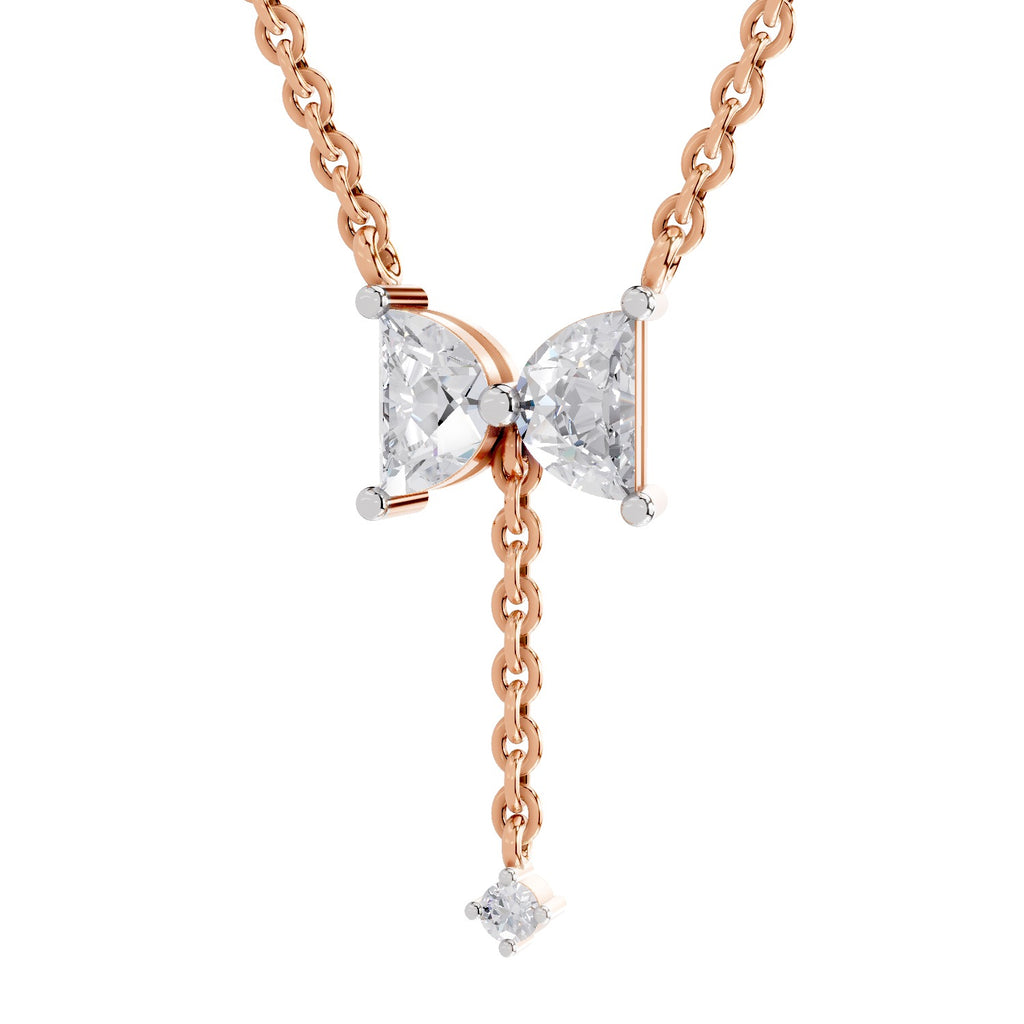 0.76 Carat Halfmoon Shape Celeste Drop Diamond Pendant Necklace 14K - Rose Gold