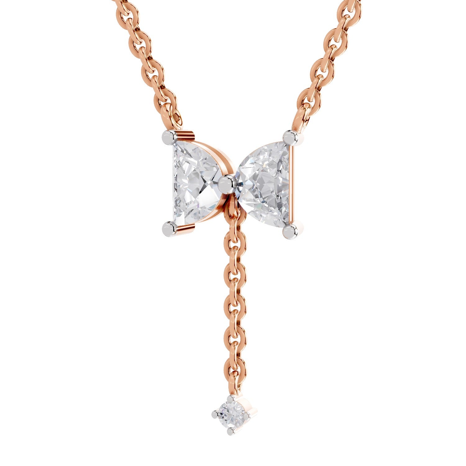 0.76 Carat Halfmoon Shape Celeste Drop Diamond Pendant Necklace 14K - Rose Gold