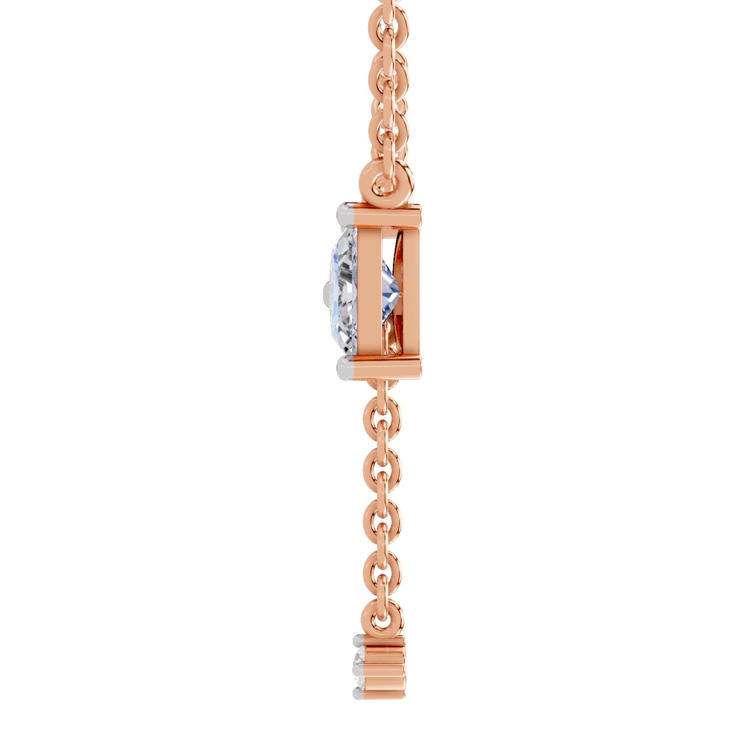 0.76 Carat Halfmoon Shape Celeste Drop Diamond Pendant Necklace 14K - Rose Gold