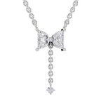 0.76 Carat Halfmoon Shape Celeste Drop Diamond Pendant Necklace 14K - White Gold