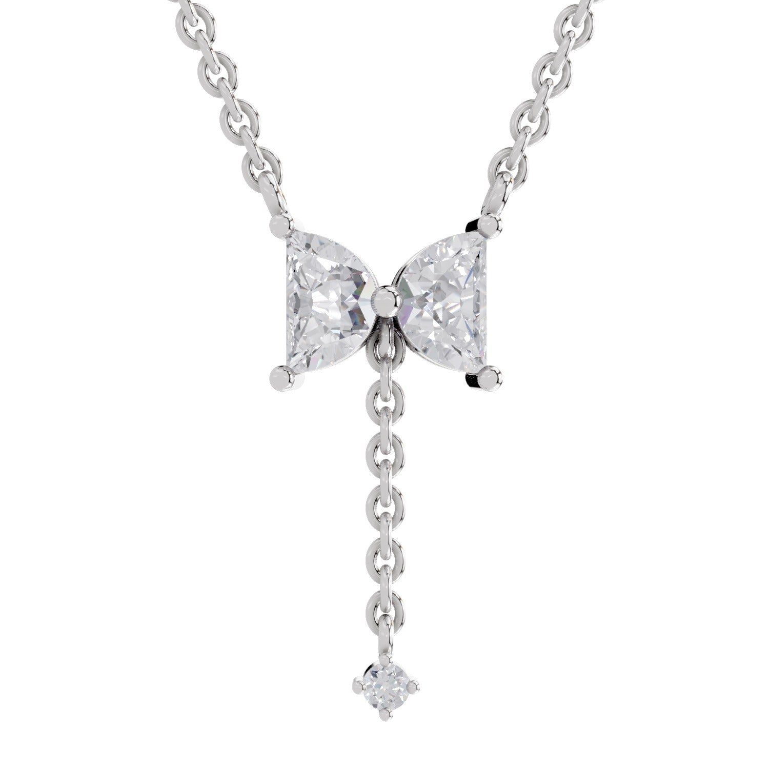 0.76 Carat Halfmoon Shape Celeste Drop Diamond Pendant Necklace 14K - White Gold
