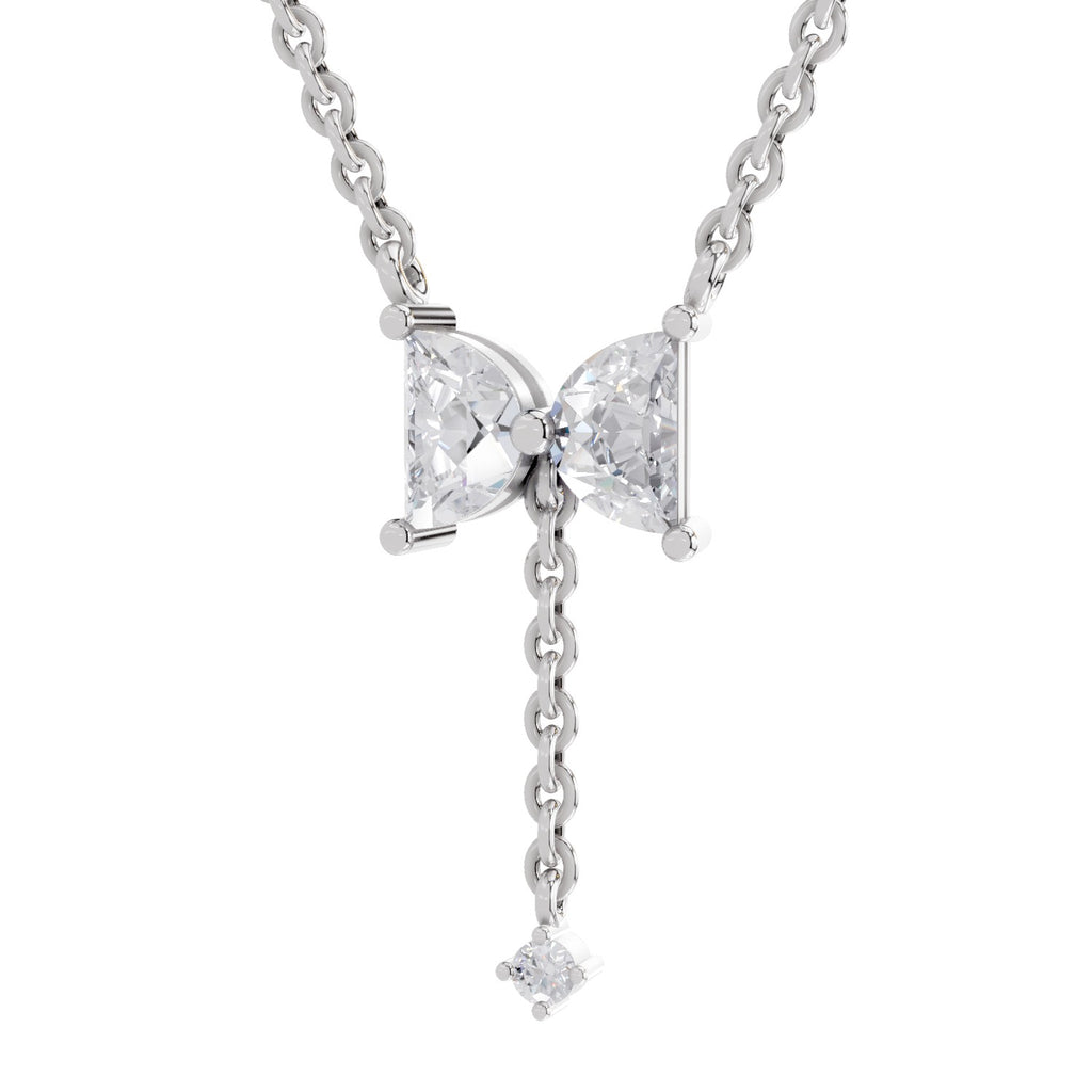 0.76 Carat Halfmoon Shape Celeste Drop Diamond Pendant Necklace 14K - White Gold