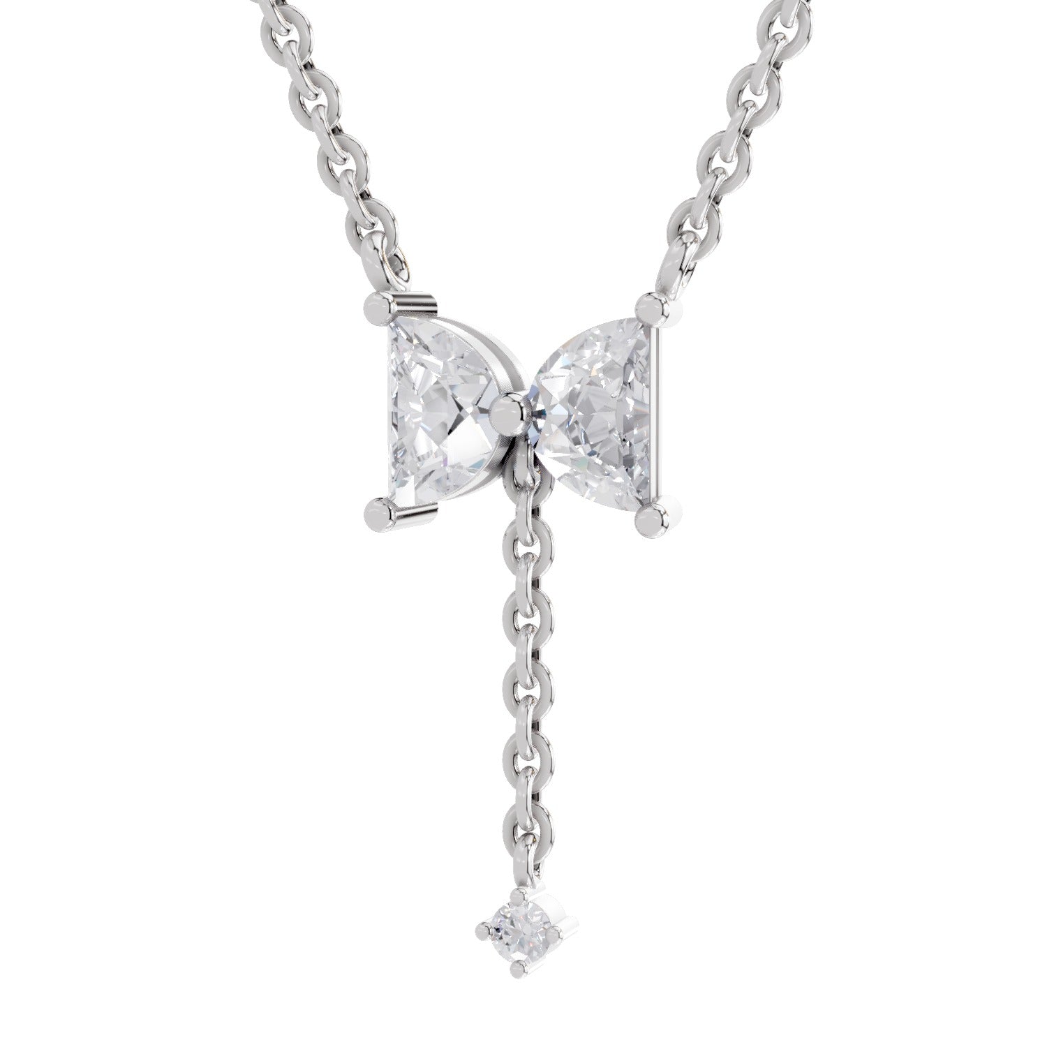 0.76 Carat Halfmoon Shape Celeste Drop Diamond Pendant Necklace 14K - White Gold