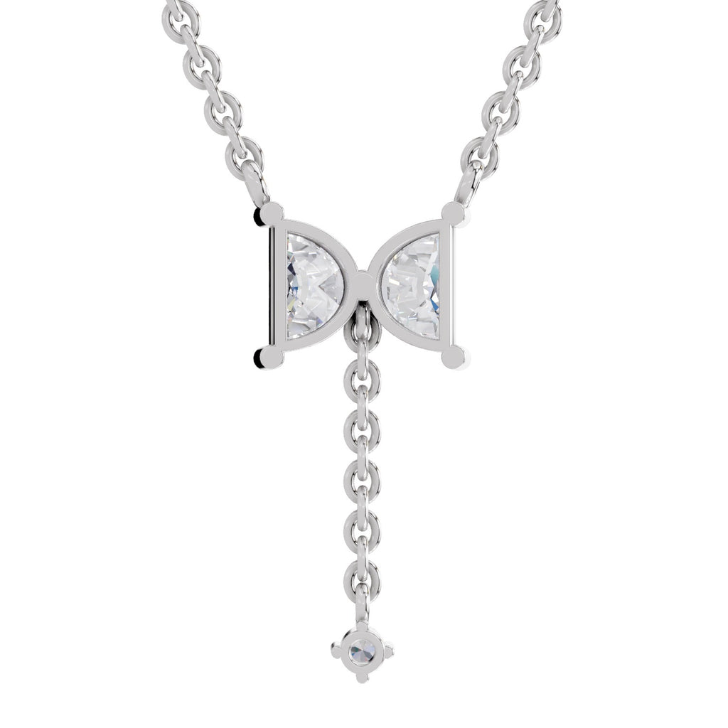 0.76 Carat Halfmoon Shape Celeste Drop Diamond Pendant Necklace 14K - White Gold