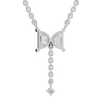 0.76 Carat Halfmoon Shape Celeste Drop Diamond Pendant Necklace 14K - White Gold