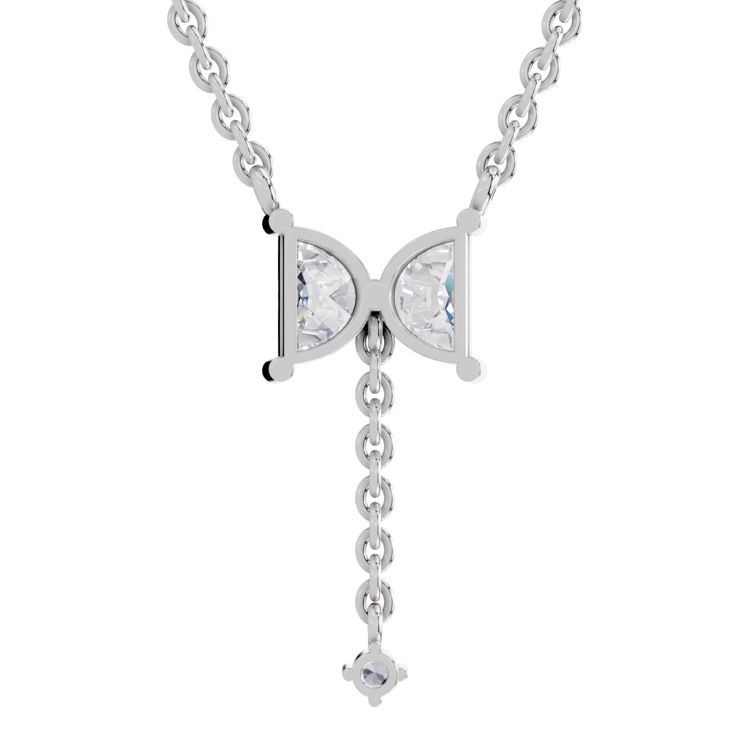 0.76 Carat Halfmoon Shape Celeste Drop Diamond Pendant Necklace 14K - White Gold