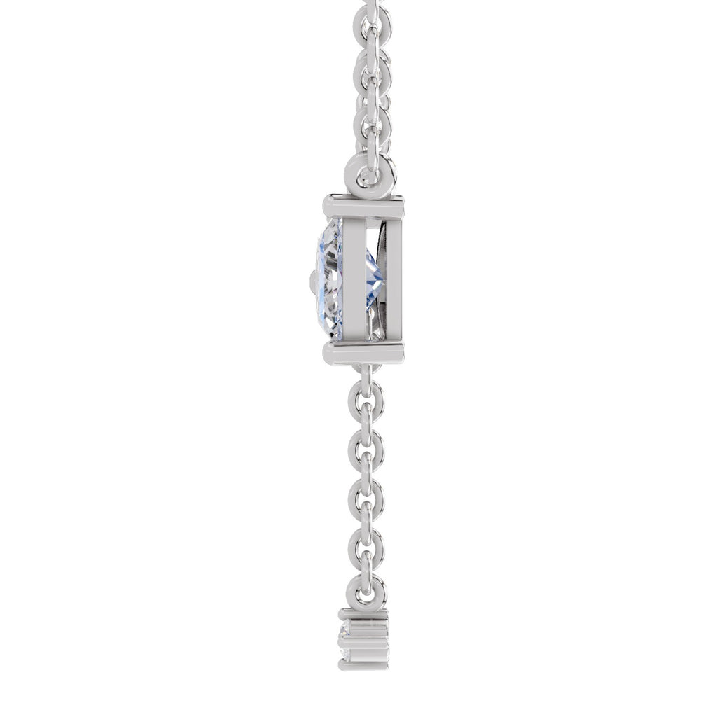 0.76 Carat Halfmoon Shape Celeste Drop Diamond Pendant Necklace 14K - White Gold