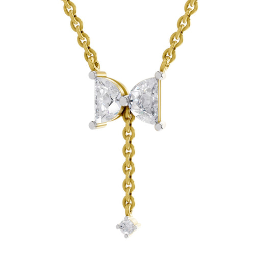 0.76 Carat Halfmoon Shape Celeste Drop Diamond Pendant Necklace 14K