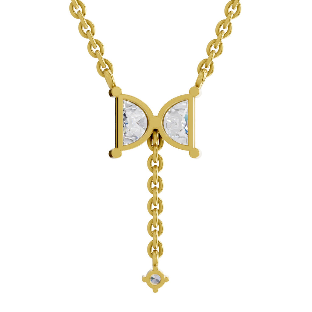 0.76 Carat Halfmoon Shape Celeste Drop Diamond Pendant Necklace 14K