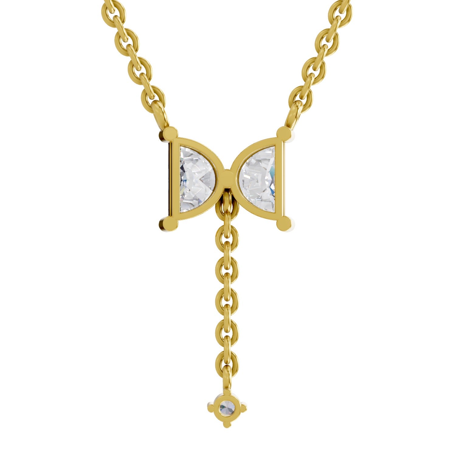 0.76 Carat Halfmoon Shape Celeste Drop Diamond Pendant Necklace 14K