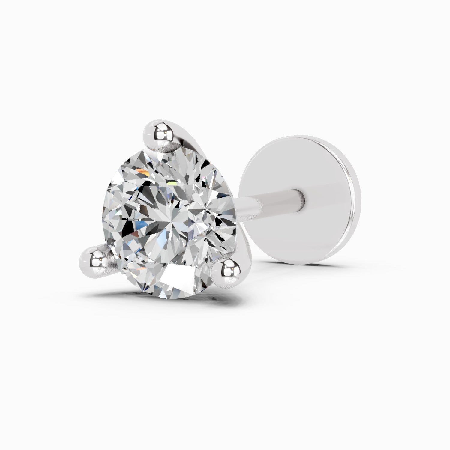 0.25 Carat 3 Prong Solitaire Diamond Nose Pin 14K - White Gold