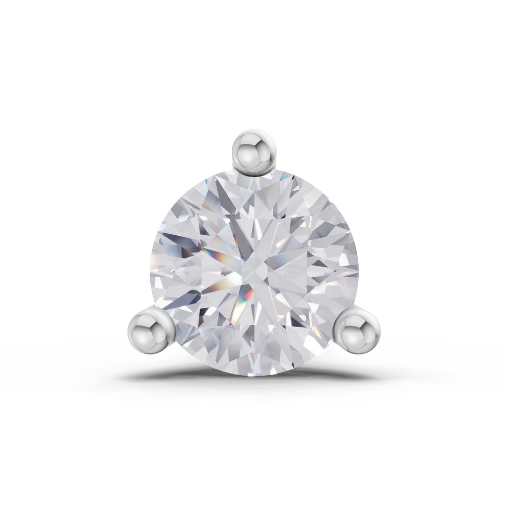 0.25 Carat 3 Prong Solitaire Diamond Nose Pin 14K - White Gold